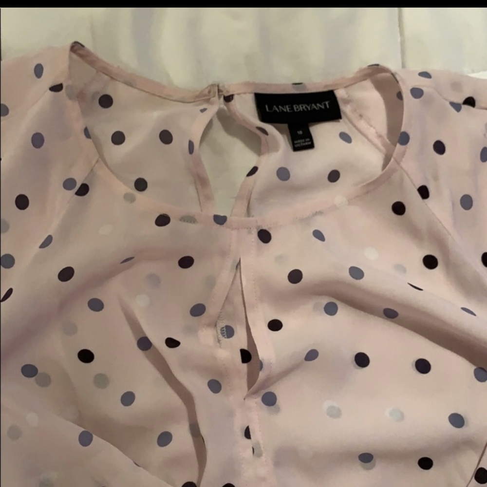 Lane Bryant Pink Polka Dot Tie Top Size 18